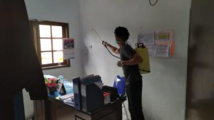 PROTEKSI PENYEBARAN COVID-19, BNNP KALTARA MELAKUKAN PENYEMPROTAN DISINFEKTAN