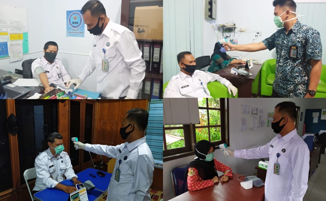 PEMERIKSAAN KESEHATAN DAN PENGECEKAN SUHU TUBUH PEGAWAI BNNP KALTARA PEMERIKSAAN KESEHATAN DAN PENGECEKAN SUHU TUBUH PEGAWAI BNNP KALTARA
