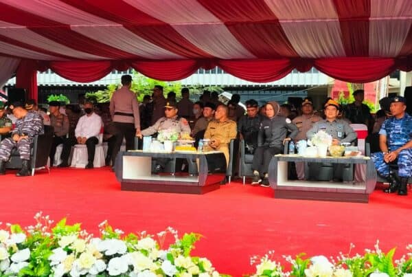 Syukuran HUT Polda Kaltara ke-5 dan Apel Gelar Pasukan dalam rangka Simulasi Pengamanan PEMILU serentak Tahun 2024 di Tanjung Selor