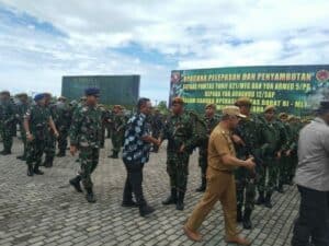 UPACARA PELEPASAN DAN PENYAMBUTAN SATGAS PAMTAS RI-MLY